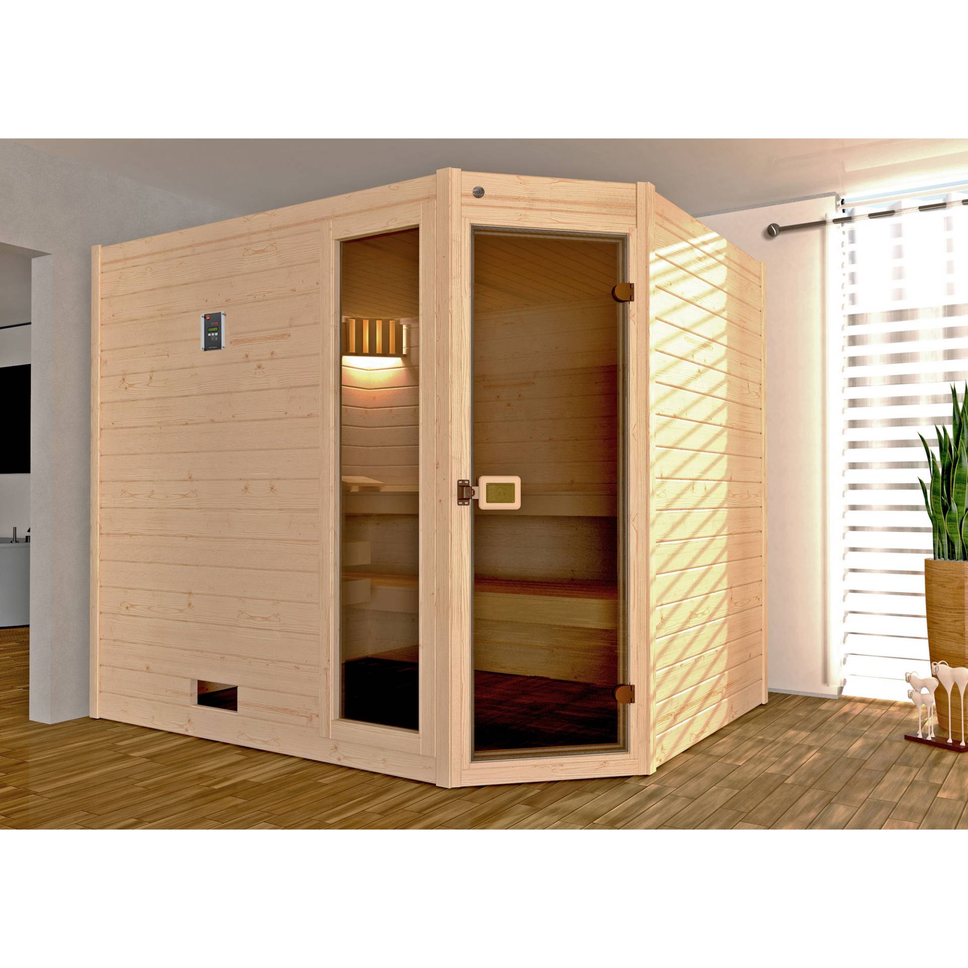 Weka Massivholzsauna 'Valida' 239 x 189 cm, mit Glastür, Fenster Weka Massivholzsauna 'Valida' 239 x 189 cm, mit Glastür, Fenster von WEKA