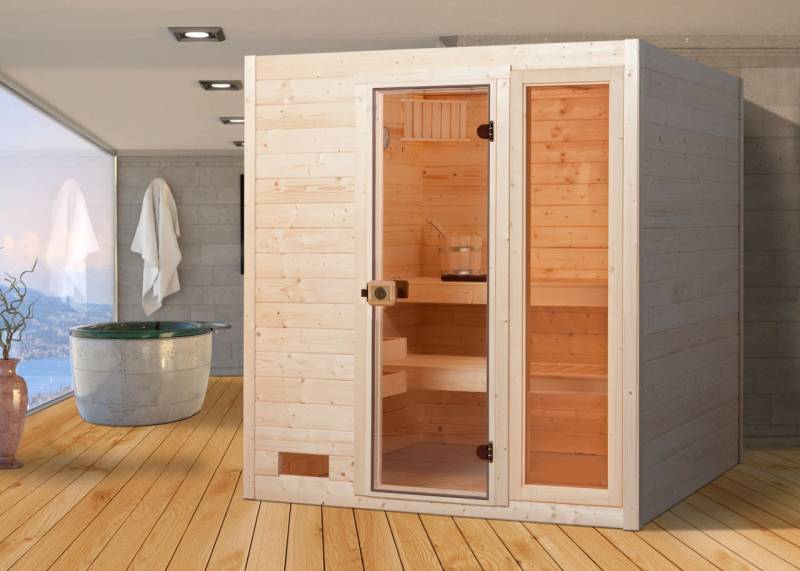 Weka Massivholzsauna Valida 3 mit Glastür und Fenster von WEKA