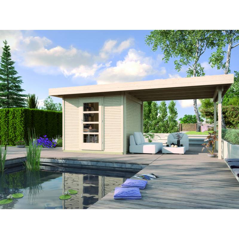 Weka Premium-Design-Gartenhaus 'Fineline' Größe 1, mit Anbau von WEKA