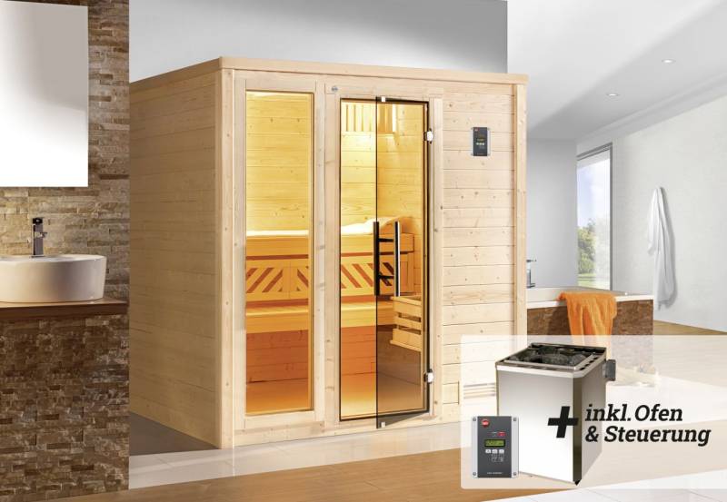 Weka Premium Massivholz-Sauna Bergen Gr. 1 Sparset 7,5 kW BioS von WEKA