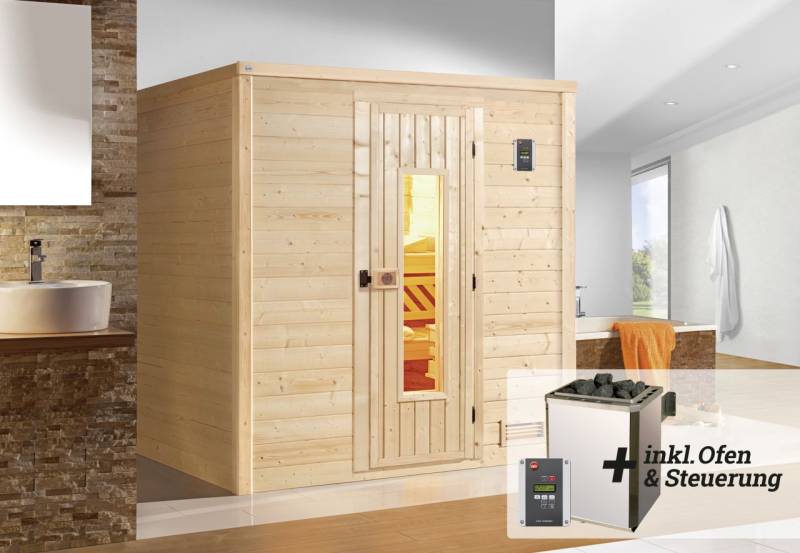 Weka Premium Massivholz-Sauna Bergen Gr. 2 Sparset 7,5 kW OS von WEKA