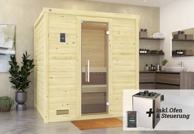 Weka Premium Massivholz-Sauna Bergen Gr. 2 Sparset 7,5 kW OS von WEKA