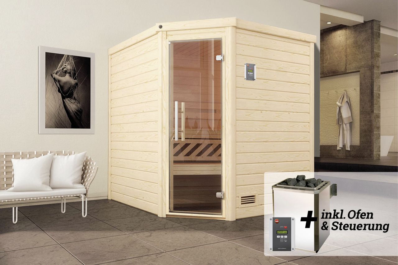 Weka Premium Massivholz-Sauna Turku Gr. 2 Sparset 7,5 kw OS von WEKA