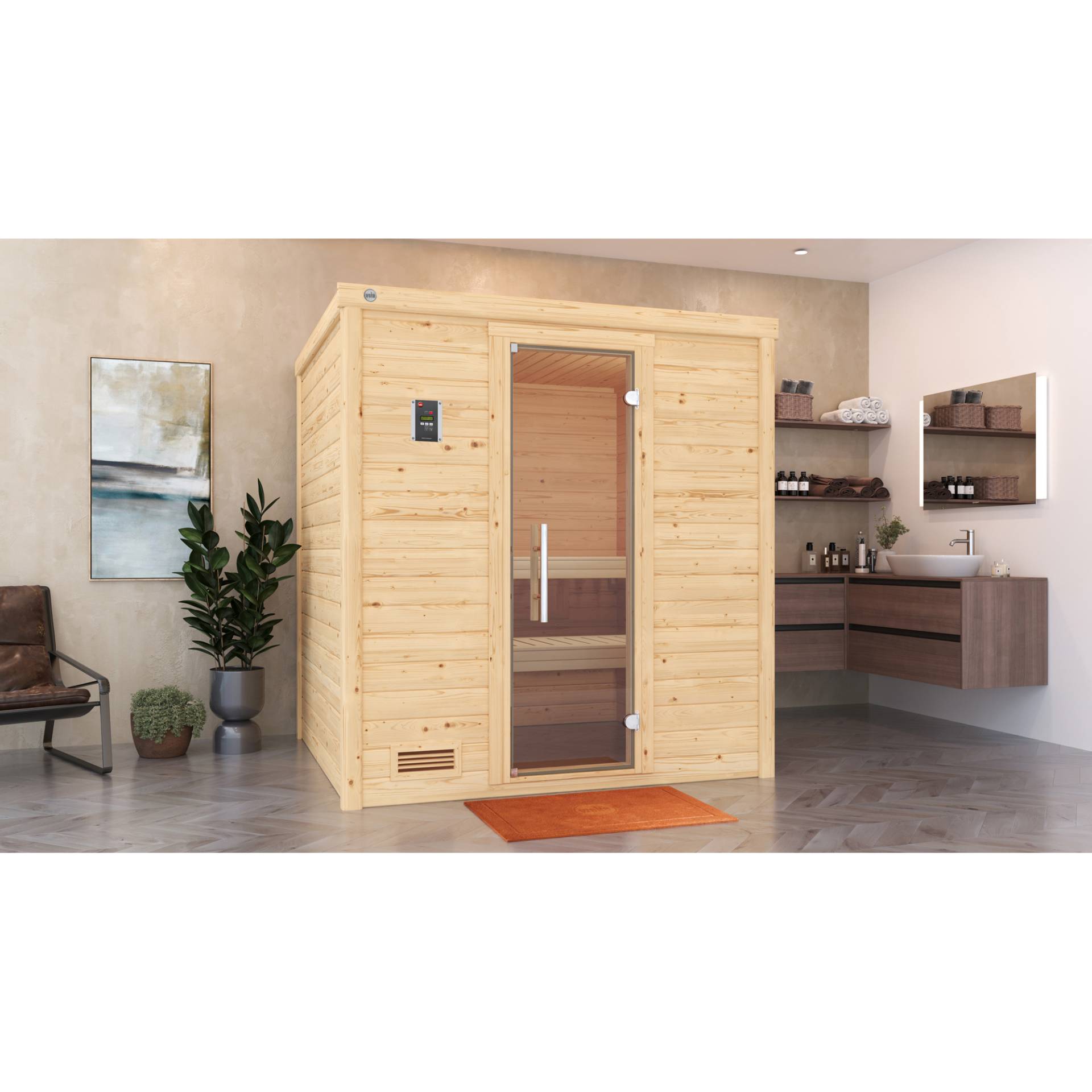 Weka Premium-Massivholzsauna 'Bergen 2' natur Glastür 198 x 198 x 205 cm, ohne Ofen Weka Premium-Massivholzsauna 'Bergen 2' natur Glastür 198 x 198 x 205 cm, ohne Ofen von WEKA