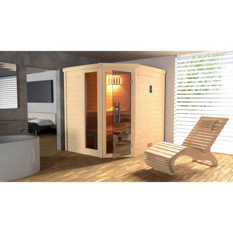 Weka Massivholzsauna Turku 1 Sparset 7,5 kW OS Glastür/Fenster von WEKA