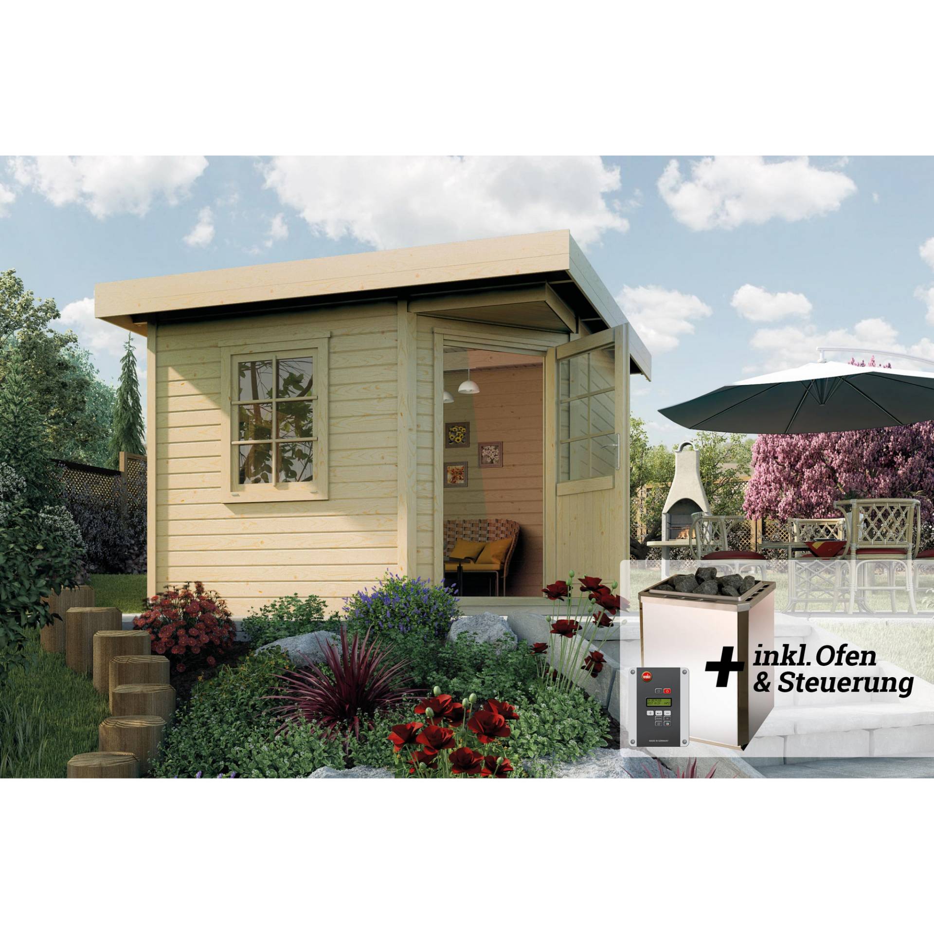 Weka Saunahaus 'Salo 1' natur mit Sauna Varberg 3 und 7,5 kW BioS-Ofenset, Steuerung 298 x 298 x 237 cm Weka Saunahaus 'Salo 1' natur mit Sauna Varberg 3 und 7,5 kW BioS-Ofenset, Steuerung 298 x 298 x 237 cm von WEKA