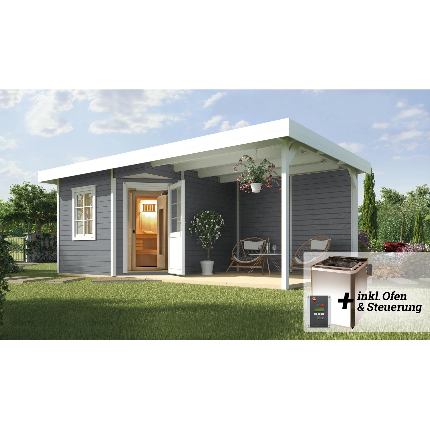 Weka Saunahaus Salo Sparset 7,5 kW BioS Grau von WEKA
