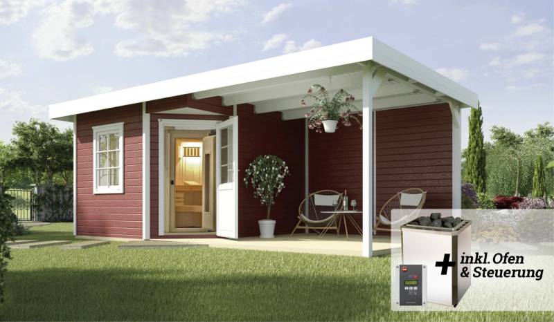 Weka Saunahaus SALO Gr. 2 Sparset 7,5 kW BioS rot von WEKA