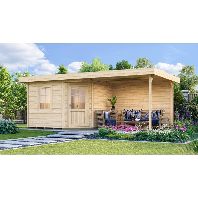 Weka Saunahaus 'Salo' natur mit Sauna Varberg 3 ohne Ofen 593 x 298 x 237 cm von WEKA