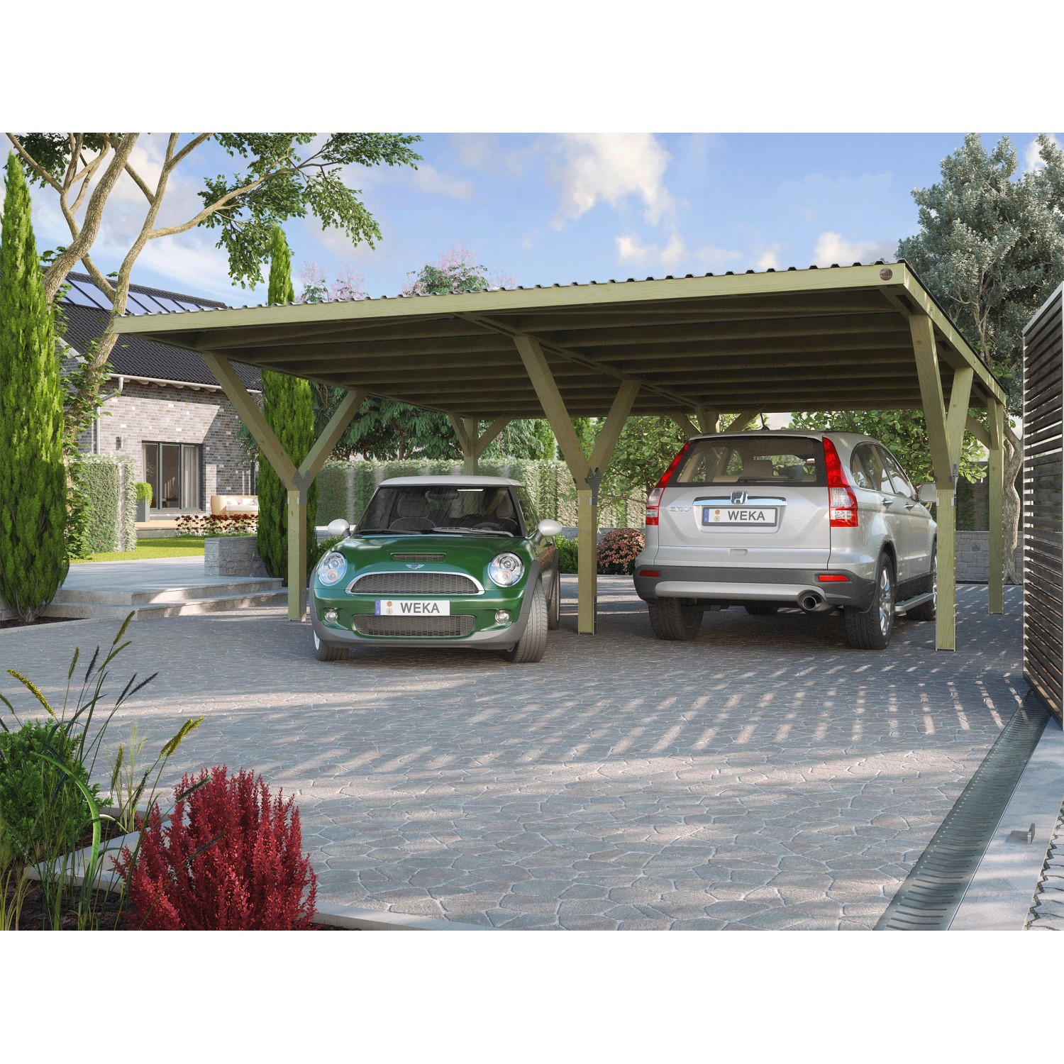 Weka Stahldach-Doppelcarport Mugello B 594 cm x 606 cm von WEKA