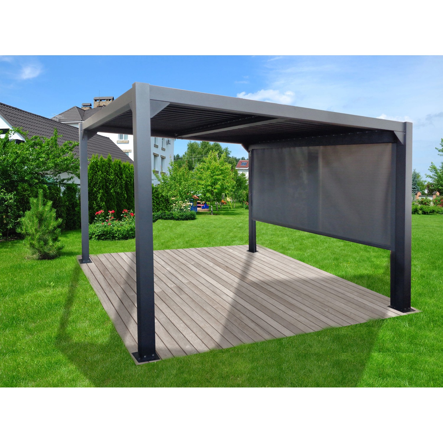 Weka Wind- und Sichtschutz f. Aluminium Pavillon Gr. 2 Anthrazit 370 x 218 cm von WEKA