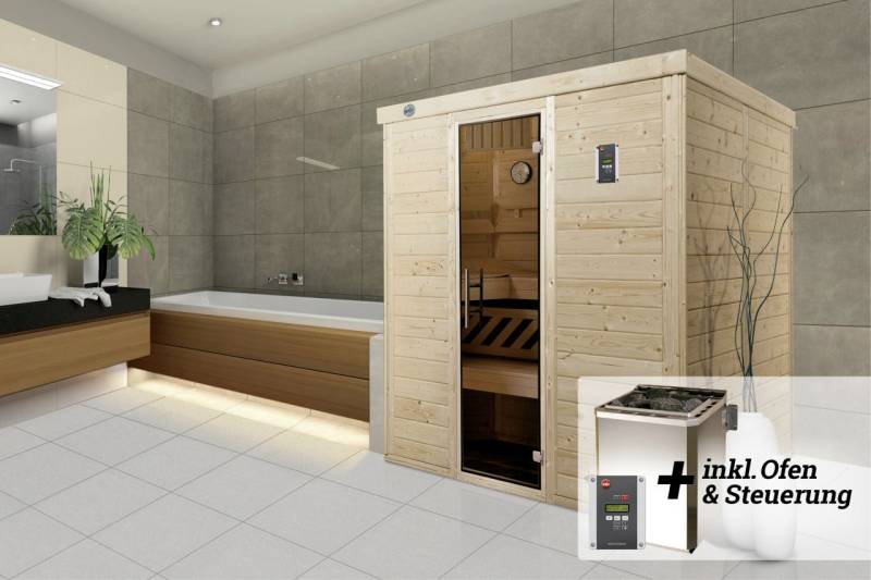 Weka Premium Massivholz-Elementsauna Kemi Gr. 4 Sparset 7,5 kW BioS von WEKA