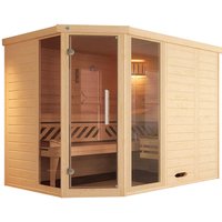 weka Sauna "Design-Sauna KEMI Eck 2", Blockbohlen, vorgef. Elemente, Fensterelement, mod. Ganzglastür von WEKA