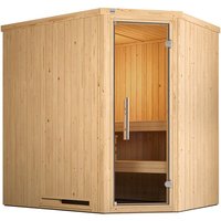 weka Sauna "Element-Ecksauna VARBERG 1", vorgefertigte Elemente, moderne Ganzglastür von WEKA
