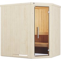 weka Sauna "Element-Ecksauna VARBERG 1", vorgefertigte Elemente, moderne Ganzglastür von WEKA