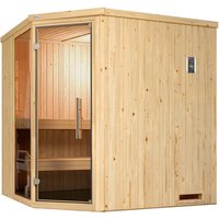 weka Sauna "Element-Ecksauna VARBERG 2", vorgefertigte Elemente, Fensterelement, moderne Ganzglastür von WEKA