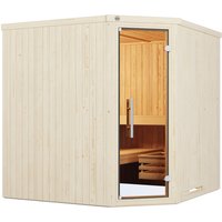 weka Sauna "Element-Ecksauna VARBERG 3", vorgefertigte Elemente, moderne Ganzglastür von WEKA