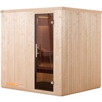 weka Sauna "Elementsauna HALMSTAD 2", vorgefertigte Elemente, moderne Ganzglastür von WEKA