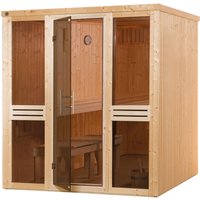 weka Sauna "Elementsauna KAARINA 2", platzsparende Nischensauna, 2 Fensterelemente, moderne Ganzglastür von WEKA