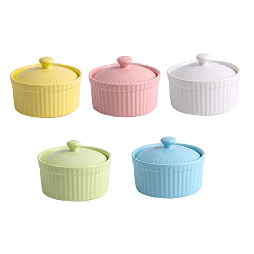 WEKADRIN 1 Satz Teiliges Keramische Auflaufförmchen mit Deckel Verschiedenen Farben Hochtemperaturbeständige Dessertschalen für Pudding und für Backen und Servieren WEKADRIN 1 Satz Teiliges Keramische Auflaufförmchen mit Deckel Verschiedenen Farben Hochtemperaturbeständige Dessertschalen für Pudding und für Backen und Servieren von WEKADRIN