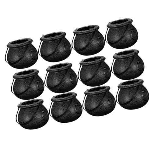 WEKADRIN 12 Stück Halloween-süßigkeitsglas Halloween-süßigkeiten-eimer Form Kessel Trick -dekorationen Hexeneimer Winzig Mini Streich Container Schwarz Plastik von WEKADRIN