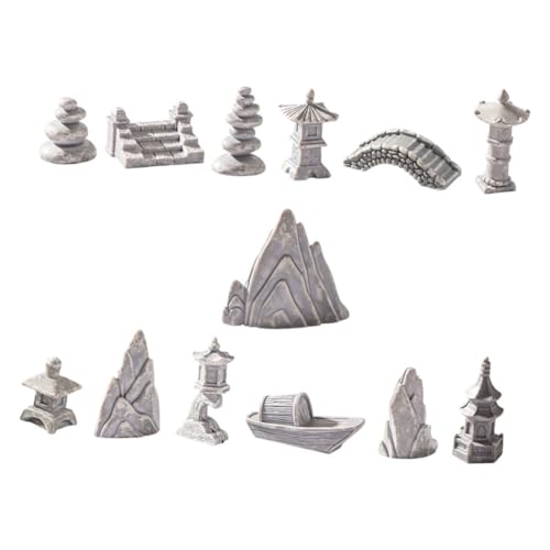 WEKADRIN 13 Stück Teiliges Miniatur Stein dekor aus Widerstandsfähigem Harz Realistische Künstliche Bergfiguren Detailreiche Mikro landschaftsornamente für Garten Teich und Zen Gestaltung von WEKADRIN