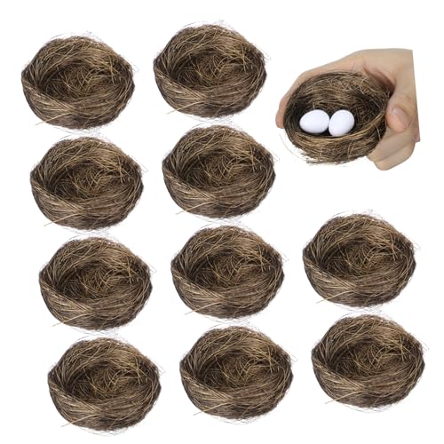 WEKADRIN 16 Stück Teiliges Dekorative Künstliche Vogelnester aus Hanffasern Leicht und Langlebig Vielseitig für Garten Wohnraumdekoration Geeignet zum Befüllen mit Deko eiern oder von WEKADRIN
