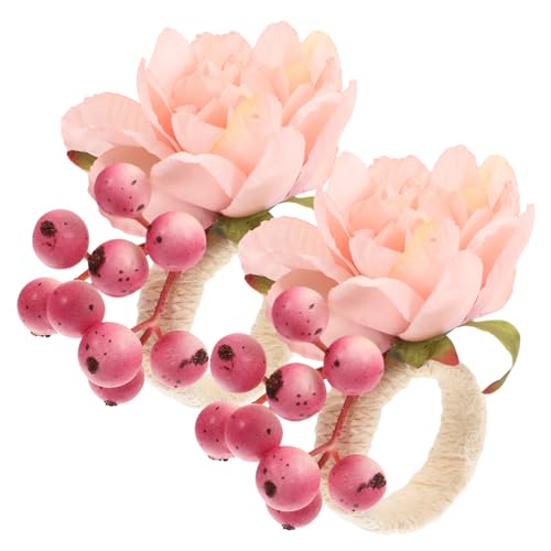 WEKADRIN 2 Stück Blumendekor Serviettenringe Romantisch Stilvoll Für Hochzeit Dinner Festliche Tischdeko Elegant Und Pflegeleicht von WEKADRIN