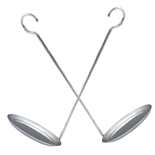 WEKADRIN 2 Stück Bratpfannenlöffel Teilig Flach mit Metallgriff Antihaftbeschichteter Öl Löffel zum Wenden von Pfannkuchen und Frittierten Snacks Leicht und Praktisch für Küche und von WEKADRIN