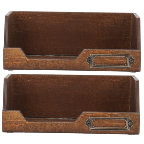WEKADRIN 2 Stück Holz Aufbewahrungsbox Rustikale Quadratische Desktop Organizer für Schmuck und Bastelbedarf Multifunktionale Holzboxen für Schreibtisch Wohnzimmer und Büro Braun von WEKADRIN