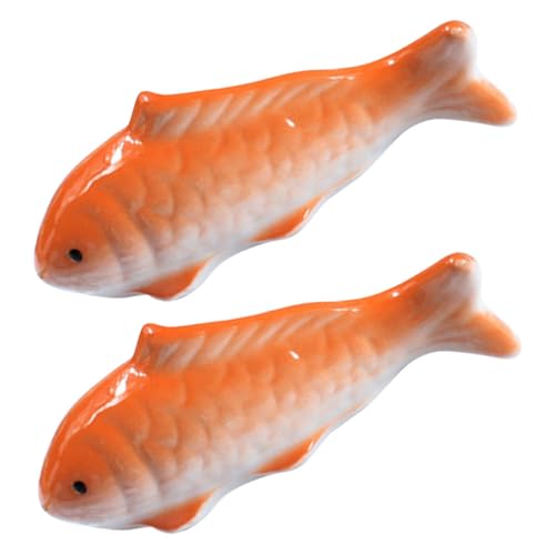 WEKADRIN 2 Stück Keramik Fischstatue Schwimmende Aquarium Deko Realistische Kleine Fischfigur Langlebig Dekorativ für Teich und Aquarium Innen Außendekoration von WEKADRIN