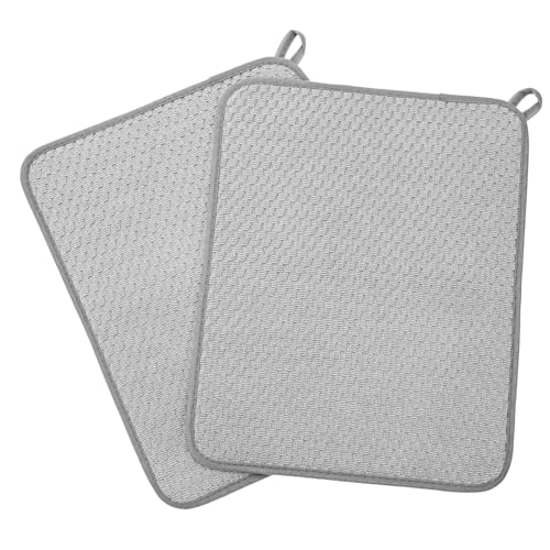 WEKADRIN 2 Stück Mikrofaser Abtropfmatte Saugfähig Schnelltrocknend mit Hitzeschutz für Küche und Bad Vielseitig als Geschirr und Hot Pot Pad Verwendbar von WEKADRIN