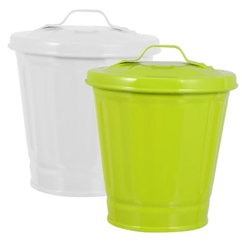WEKADRIN 2 Stück Mini Tischabfalleimer mit Deckel Kleiner Praktischer Desktop Mülleimer Tragbarer Abfalleimer für Büro Wohnzimmer Küche Geruchsblockierender Papierkorb Weiß und Grün WEKADRIN 2 Stück Mini Tischabfalleimer mit Deckel Kleiner Praktischer Desktop Mülleimer Tragbarer Abfalleimer für Büro Wohnzimmer Küche Geruchsblockierender Papierkorb Weiß und Grün von WEKADRIN