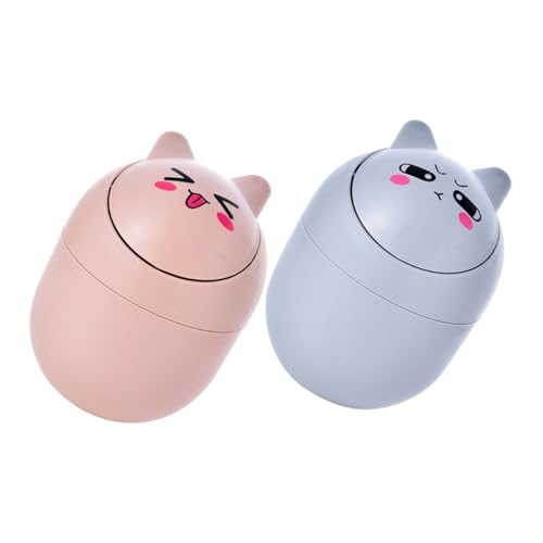 WEKADRIN 2 Stück Mini Tischmülleimer mit Niedlichem Cartoon Design Platzsparend Leichter Kunststoff für Büro Küche Schlafzimmer und Schreibtisch Praktisch und Vielseitig Einsetzbar von WEKADRIN