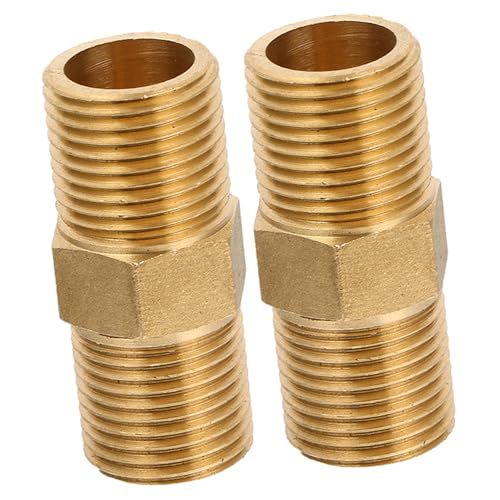 WEKADRIN 2 Stück Npt Außengewinde Messing Sechskant Verbinder Robuster Wasserrohr Anschluss für Gartenbewässerung Heizsystem Autowäsche Langlebige Rohrfittings von WEKADRIN