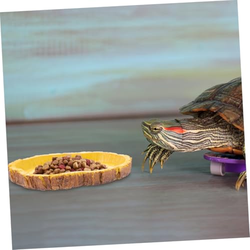 WEKADRIN 2 Stück Reptilien Futterschale aus Langlebigem Harz in Natürlichem Baumrinden Look Futter Wassernapf für Schildkröten Eidechsen und Andere Kriechtiere Robustes Terrarienzubehör von WEKADRIN