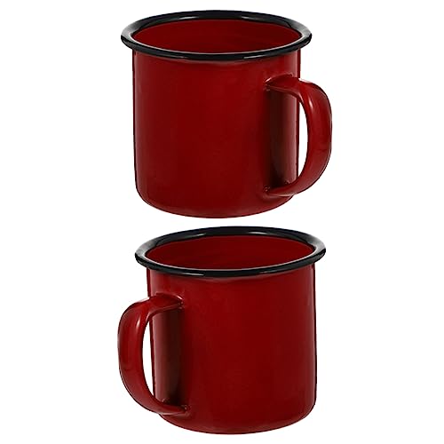 WEKADRIN 2 Stück Retro Emaille Trinkbecher Pack Vintage Camping Kaffeetassen für Zuhause und Outdoor Robuste Struktur Einfach zu Reinigen für Kaffee Tee und von WEKADRIN