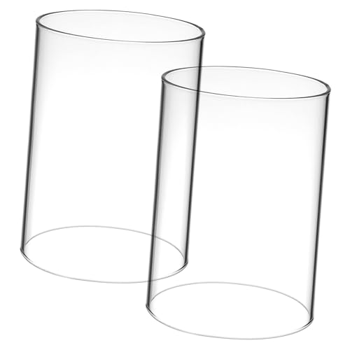 WEKADRIN 2 Stück Teiliges Glas Kerzenlampenschirme Transparent Winddicht Staubgeschützt für Stumpenkerzen Wohnraumdekoration Warmes Licht von WEKADRIN