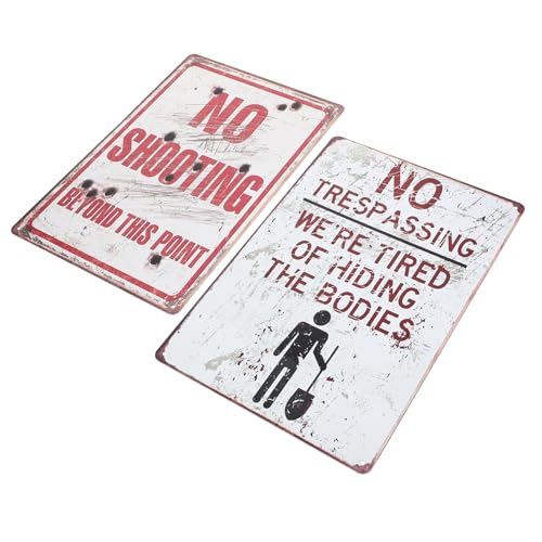 WEKADRIN 2 Stück Teiliges Outdoor Warnschild aus Eisen Retro Stil Robustes Hinweiszeichen mit Klarer Schrift Wetterfest Leicht Montierbar für Zaun Wand Eingang Sichere Warnung bei von WEKADRIN