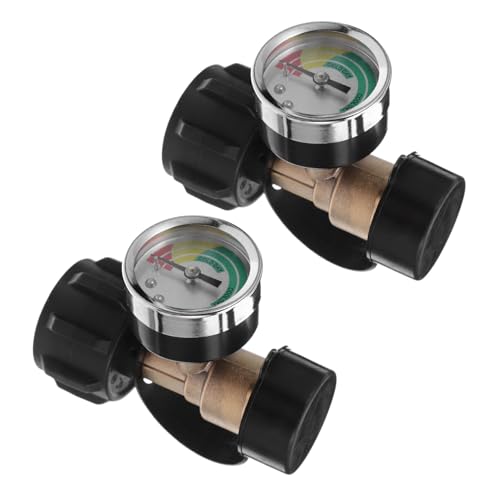 WEKADRIN 2 Stück Teiliges Tankadapter mit Manometer Messing Anschluss Gasdruckmesser für Camper Bbq Gasgrill Heizgeräte Druckanzeige und Sichere Gasverbindung von WEKADRIN