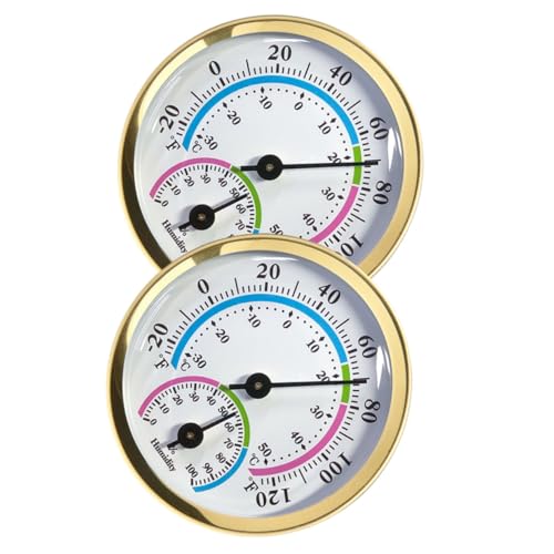 WEKADRIN 2 Stück Temperatur Feuchtigkeitsmesser Thermometer Hygrometer für Innen und Außen Präzise Messung Wetterfest Geeignet für Sauna Garten Büro Ablesbar Dekoratives Design von WEKADRIN