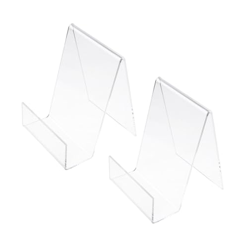 WEKADRIN 2 Stück Transparenter Acryl Buchhalter Vertikaler Buchständer und Display Regal Langlebig und Formstabil Vielseitig für Bücher Tablet Smartphone Praktisches Desktop Zubehör von WEKADRIN
