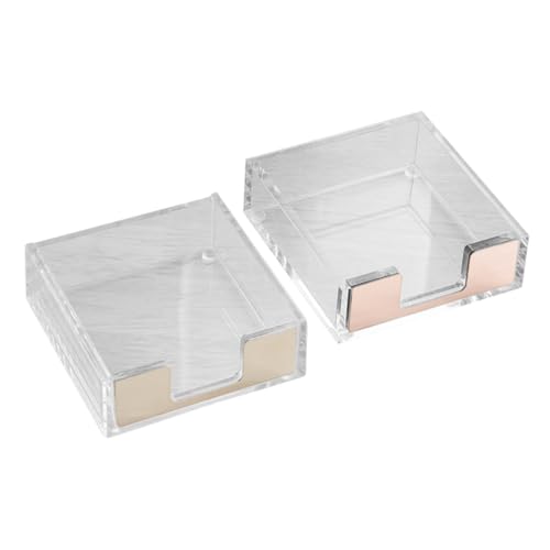 WEKADRIN 2 Stück Transparenter Memo Pad Halter Großer Notizblockspender aus Acryl mit Goldfarbenem Edelstahl Eleganter Büro schreibtisch Organizer für Zettelhalter und Notizzettel von WEKADRIN