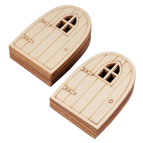 WEKADRIN 20 Stück Teiliges Holztüren mit Fenster Miniatur Feentüren für Garten Kreative DIY Dekoration Unbemalt Langlebig zum Bemalen und Verzieren für Feengarten und Miniaturwelten von WEKADRIN