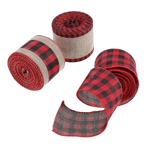 WEKADRIN 3 Rollen Weihnachts Juteband Kariert Breit Je Yards Robust Reißfest Rustikal Kariertes Band für Basteln Dekoration Schleifen Geschenke Festliche Girlanden WEKADRIN 3 Rollen Weihnachts Juteband Kariert Breit Je Yards Robust Reißfest Rustikal Kariertes Band für Basteln Dekoration Schleifen Geschenke Festliche Girlanden von WEKADRIN