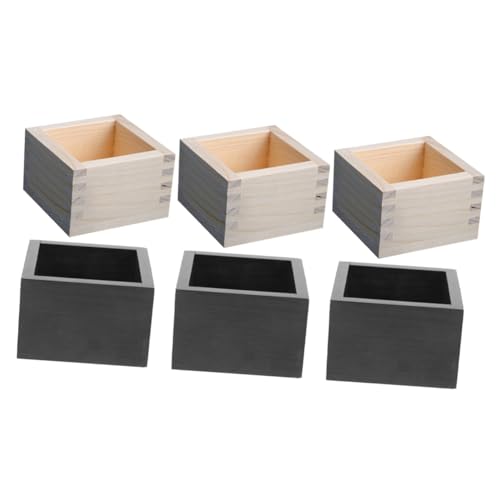 WEKADRIN 3 Sätze Teiliges Japanische Sake Holzbecher Quadratisch Leichte Holzkisten Zur Stilvollen Aufbewahrung Und Präsentation Für Zuhause Gäste Und Festlichkeiten Robust Und 2 Stück * 3 von WEKADRIN