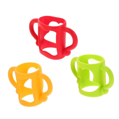 WEKADRIN 3 Stck Babyflaschen Griff Weiche Abnehmbare Flaschenhalter für Milchflaschen Farbig Rot Grün Gelb Kompatibel mit Schmalen Flaschen Einfach zu Reinigen und Vielseitig Verwendbar von WEKADRIN