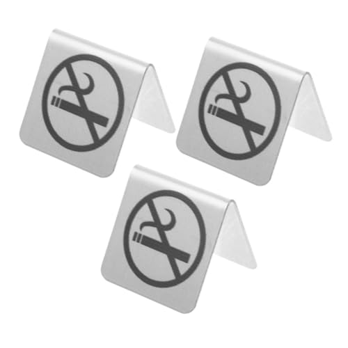 WEKADRIN 3 Stück Edelstahl No Smoking Tischschild Doppelseitig Flexibel Platzierbar Langlebig Modernes Minimalistisches Design für Hotel Restaurant Büro und Zuhause von WEKADRIN