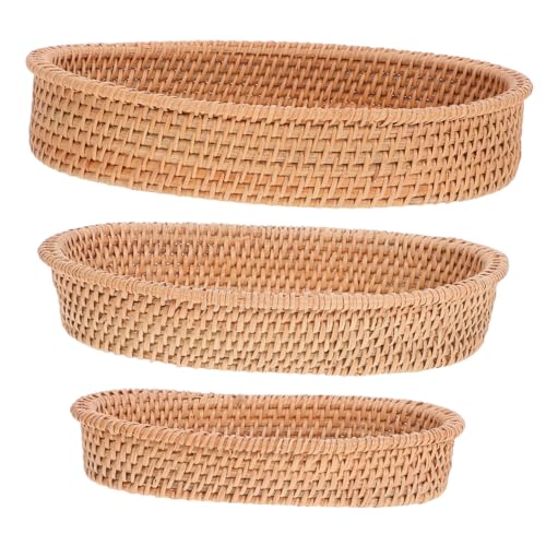 WEKADRIN 3 Stück Teiliges Natürlicher Handgewebter Rattan Aufbewahrungskörbe Ovaler Brotkorb Snackkorb Vielseitig für Obst Snacks Tischdekoration Küche Bad Schlafzimmer WEKADRIN 3 Stück Teiliges Natürlicher Handgewebter Rattan Aufbewahrungskörbe Ovaler Brotkorb Snackkorb Vielseitig für Obst Snacks Tischdekoration Küche Bad Schlafzimmer von WEKADRIN