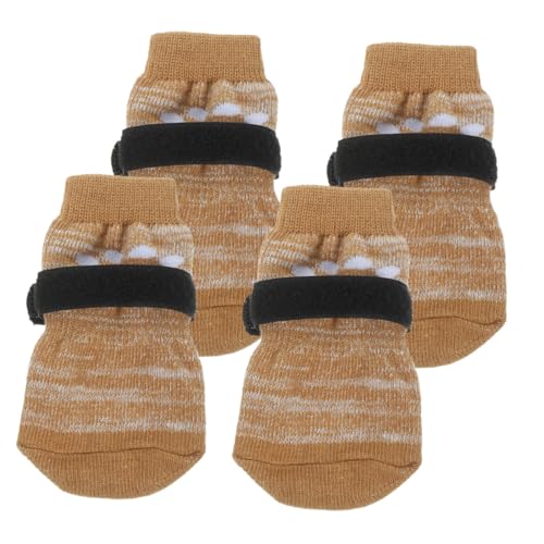 WEKADRIN 4 Stück Atmungsaktive Warme Hundesocken Rutschfester Baumwollsohle Leichte Pfotenschutz socken für Kleine Hunde Komfortabel und Strapazierfähig für Drinnen und Kalte Wintertage von WEKADRIN